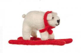 Polar Bear, Skiing Bear, Felt animal, Fair Trade